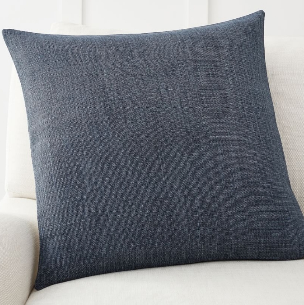 *Pottery Barn Libeco 24" Linen Pillow Cover Midnight